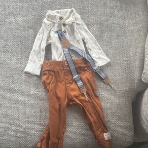 Stylish Kids' Brown and Cream Suspender Set